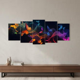 5 Pcs Wooden Sticky Wall Frames Set – 16x40 Inch Ready Size Decorative Wooden Tiles with Adhesive Tape for Easy Wall Mounting