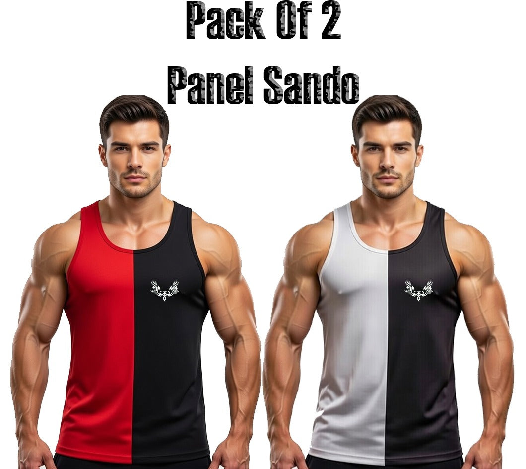 Pack of 2 Printed Top Tank Sando for Men and Boys | Stylish Panel Gym & Summer Wear L